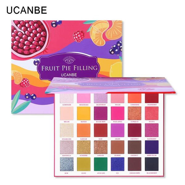 UCANBE 30 cores Fruit Pie enchimento Sombra paleta de maquiagem sombra Kit vibrante brilhante Glitter Shimmer Matte Shades Pigment Eye