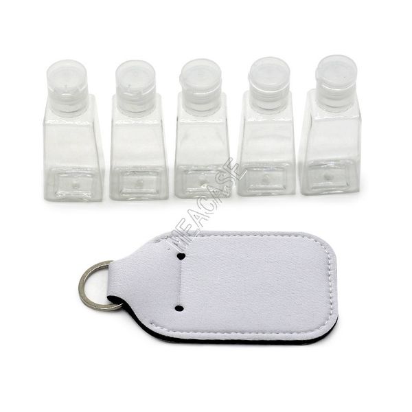 

blank sublimation key holder 30ml hand sanitizer bottle case diy plain white color neoprene perfume bottles bag keychains pendant toysd92502