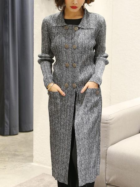 

windbreaker women's miyake folds gray double-breasted thin windbreaker belt accessories with women's long section, Tan;black