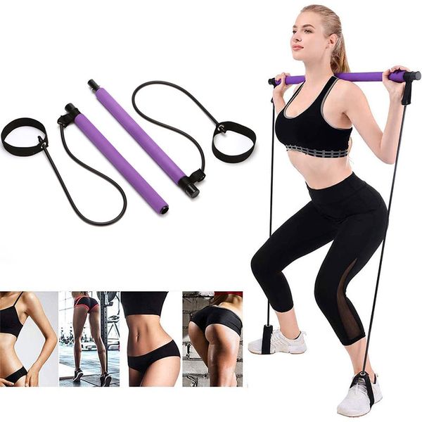 

портативный пилатес бар йога фитнес stretch стик главная йога bands gym body брюшной сопротивления для пилатес упражнения палочке