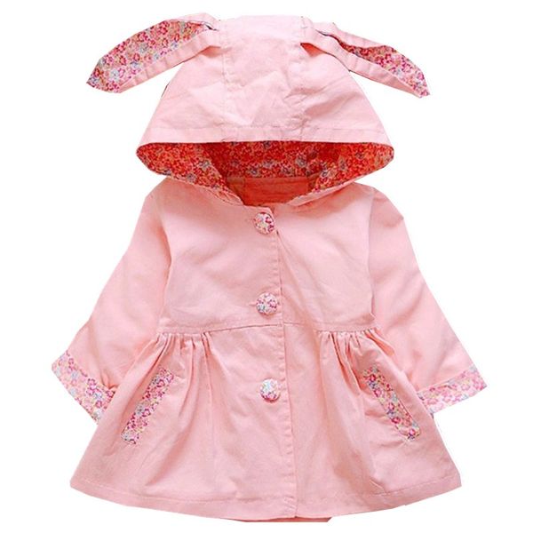 

куртка для девочек весной и осенью с длинным рукавом цветочный принт trench coat уха hoodie вскользь куртка младенца детская одежда, Blue;gray