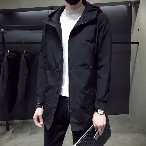 

новый зимний отдых мужской куртка с капюшоном длинных ветровок пальто красивых подростков мужских, Black;brown