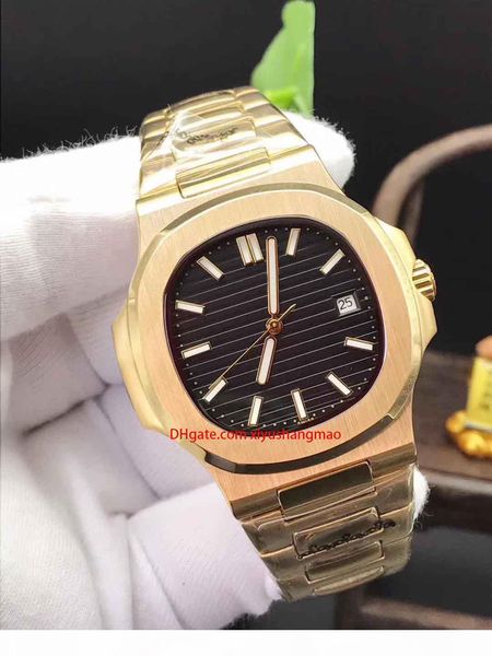 

luxury men's watch, nautilus 5711 series, stainless steel case, butterfly clasp, 2813 automatic movement watch. sport, golden stainless, Slivery;brown