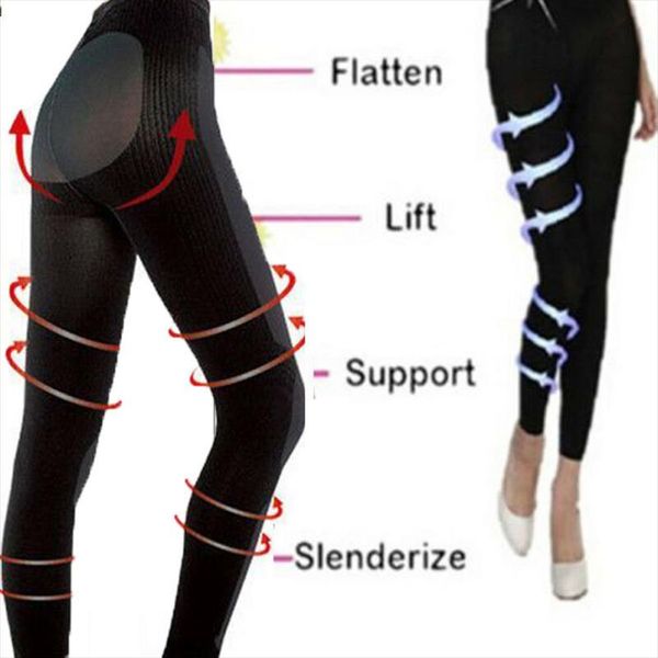 

fashion sleep leg shaper hip lifting leg high shaping legging reduces swelling symptoms of varicose stretchy lightweight legging, Black