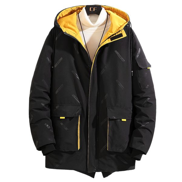 

men long down jacket thick down & parka coat oversize 8xl 9xl 10xl 2020 keep warm winter men's padded jacket, Black