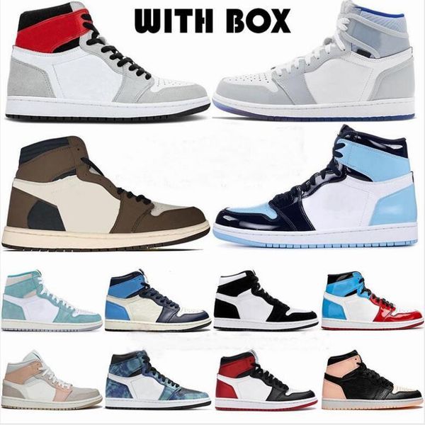 

size 36-47 sneakers with box jumpman 1 1s mens basketball shoes smoke grey chicago obsidian unc mushroom sports trainers