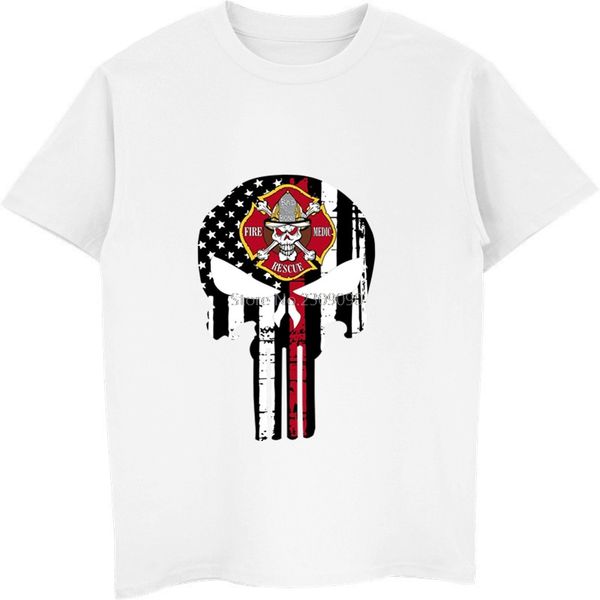 

punisher skull firefighter punisher fire rescue medic t-shirt men's cotton t shirt male short sleeve o-neck shirts cool tees top