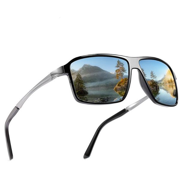 

fashion design retro square casual men's polarized uv400 sunglasses driving sports mirrors male anti-uv anti-glare goggles, White;black