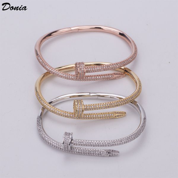 

Donia jewelry Oume nail bracelet tri-color electroplating exaggerated luxury micro inlaid zircon bracelet fashion personality bracelet