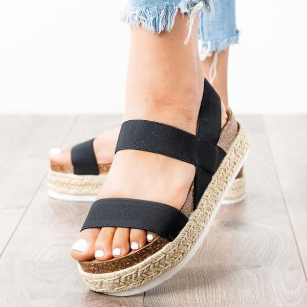 

1pair women fish mouth wedges shoes fashion non slip walking gift casual high heels home open toe summer platform sandals daily, Black