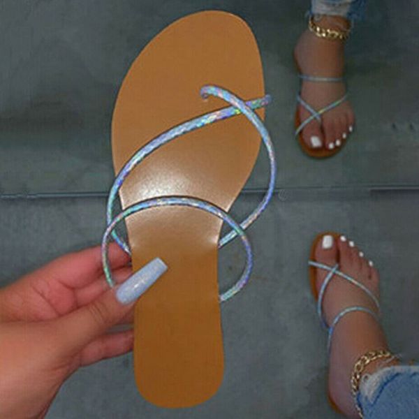 

women summer casual flat toe beach sandals slippers slip-on flip flop shoes k2, Black