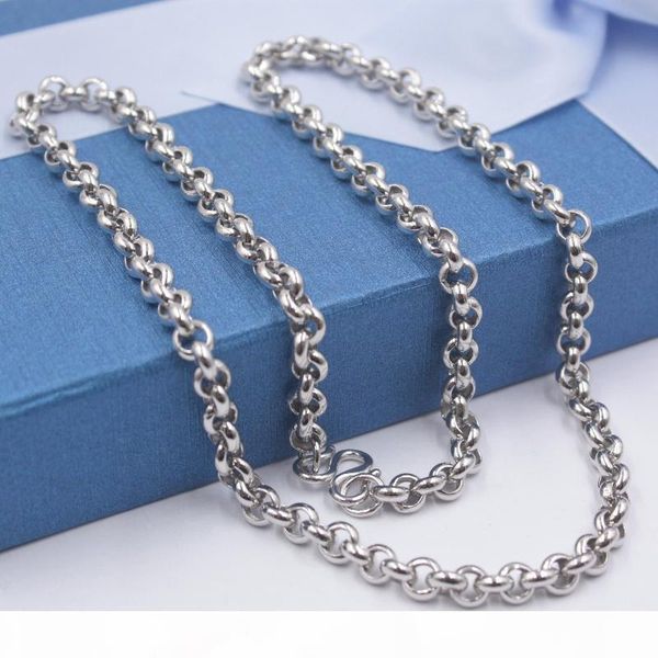 

new fine pure s925 silver chain women men 6mm cable link chain 22inch 35-36g