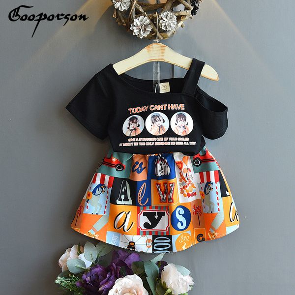 

gooporson мода маленьких девочки одежда установить печать с плечом topskirt корейской симпатичные малышами детские нижнего отдых одежда, White