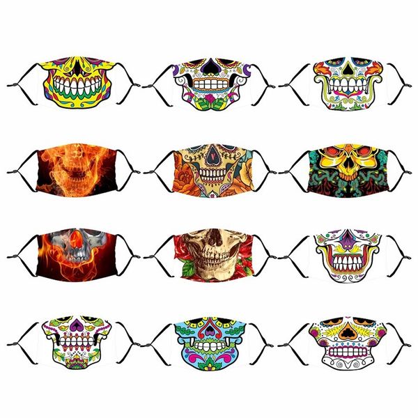 

45 styles adults halloween mouth mask children kids printed breathable mouth muffle reusable face mask with 1pc pm2.5 filter bwb1036