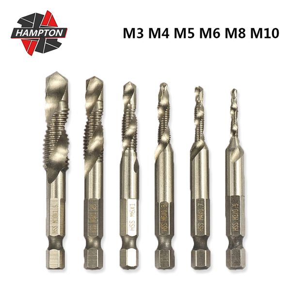 

hampton 6.35mm hex shank metric thread tap m3 m4 m5 m6 m8 m10 hss screw tap drill bits for metal spiral hand taps