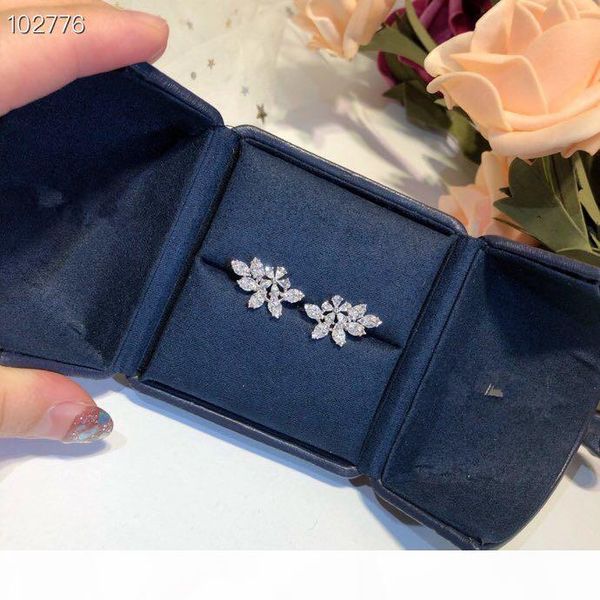 

luxury classic designer diamond link s925 sterling silver angel swing zircon charm stud earrings for women jewelry, Golden