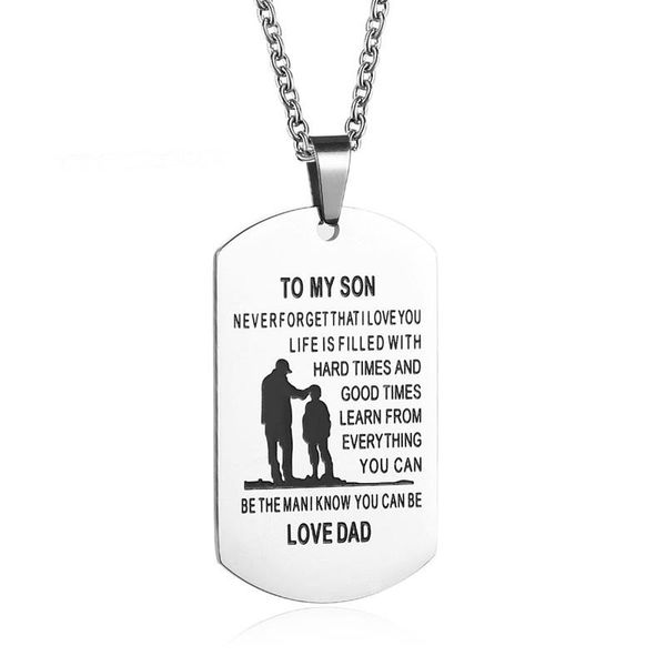 

mobile phone pendant to my son stainless steel pendant necklaces engrave name love dad/mum id tag necklaces customized logo jewelry