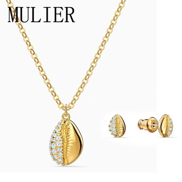 

mulier fashion jewelry swa new shell pave pendant golden shell classic charm exquisite crystal gold chain women luxury jewelry, Silver
