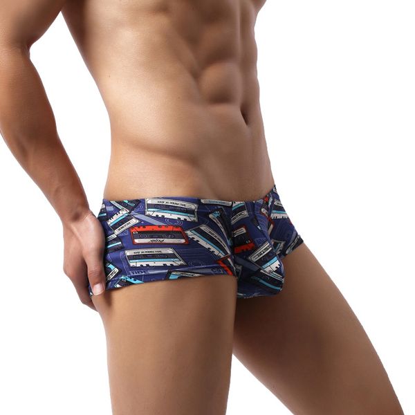 

funny men underwear mini boxer shorts cartoon printed trunks u-convex pouch male panties masculina cuecas gay tangas hombre, Black;white