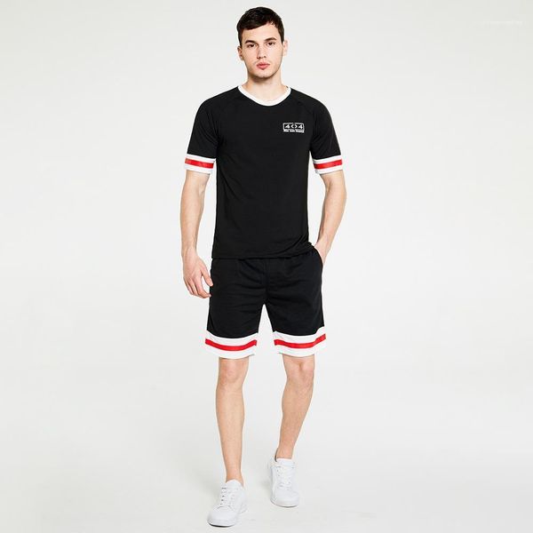 

clothing sets slim active mens tracksuits mens casual striped fashion 2pcs sports crew neck short sleeve, Gray