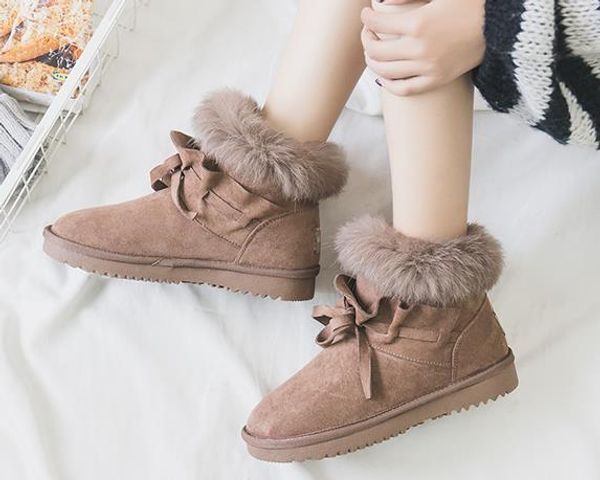 

snow boots female 2020 new fashion wild cotton shoes winter plus velvet thick warm short boots, Black