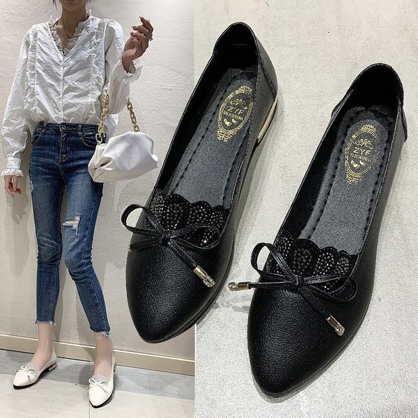 

woman flats 2020 spring butterfly knot slip on flat shoes female black loafers bling boat shoes ladies casual beige 8303n