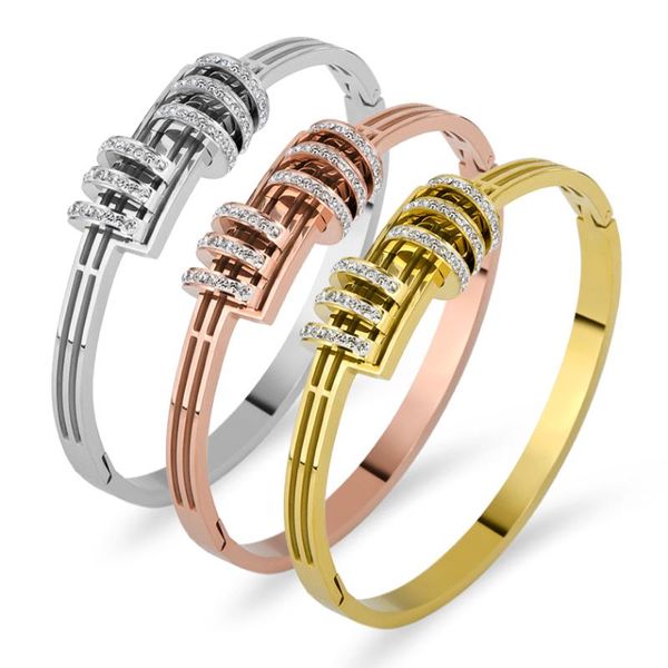 

bracelets cubic zirconia bangles for women circle round crystals paved pulseiras romantic party jewelry, Black