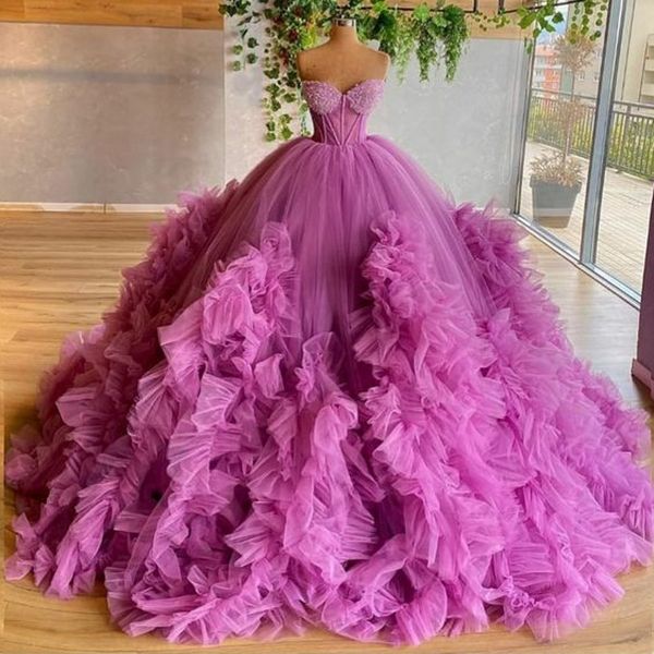 

chic ball gown prom dresses sweetheart exposed boning vestido de novia ruffle evening dress long puffy bottom red carpet gowns, Black