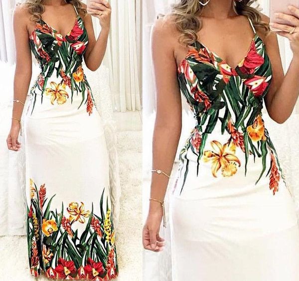 

summer women boho floral printed dresses arrival ladies sleeveless party evening long maxi dress suspenders v neck002, Black;gray