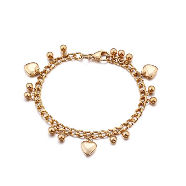 

fashion korean version of the new titanium steel bracelet small round beads accessories heart-shaped ladies bracelet, Black