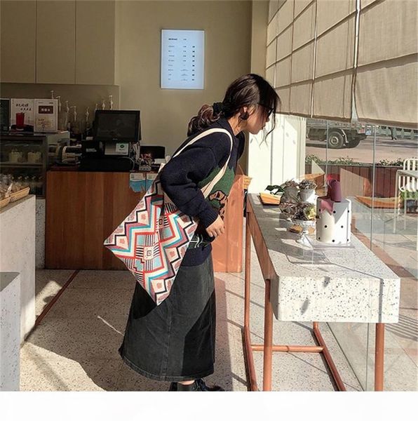 

designer- womens shoulder bags designer shoulder bag vintage printed women's bag wool one shoulder bag hand woven rabbit hair fashion1