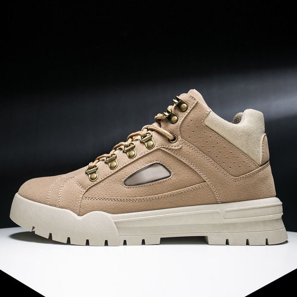 

men ankle boots booties retro lace up low heel outdoor casual shoes zj55