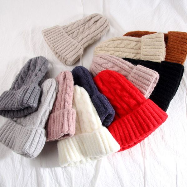 

15 colors winter hats beanies knitted cute girls hat autumn warm female beanie caps, Blue;gray