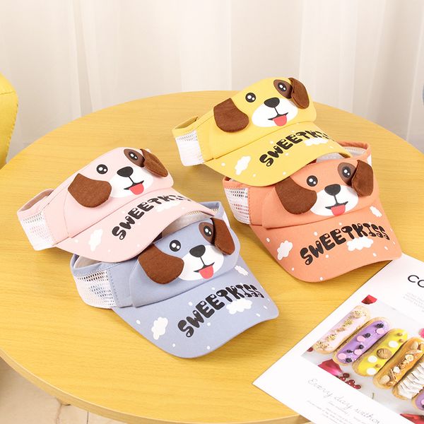 

foux sun hat children summer puppy ears visor with shield grils beach boys chid baby kids cute 3 years old 2020 new fashion, Blue;gray