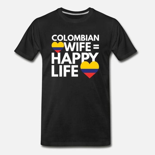 

colombian wife is happy life t shirt men customized short sleeve plus size 3xl outfit gift funny casual summer standard shirt