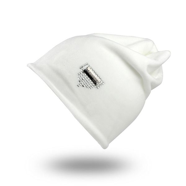 

2020 female's hat acrylic drilling beanie scarf turban head wrap caps warm women solid white bonnet soft hat outdoor beanie, Blue;gray