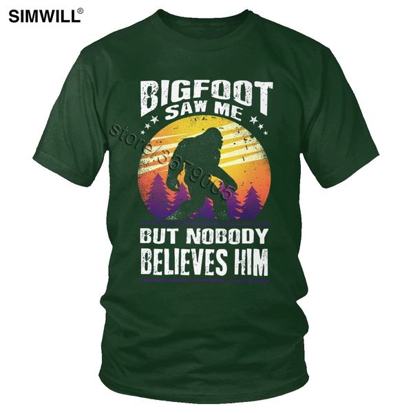 

vintage bigfoot sun nobody believes him tshirt men cotton funny quote shirts short sleeved shirts urban tee casual clothes