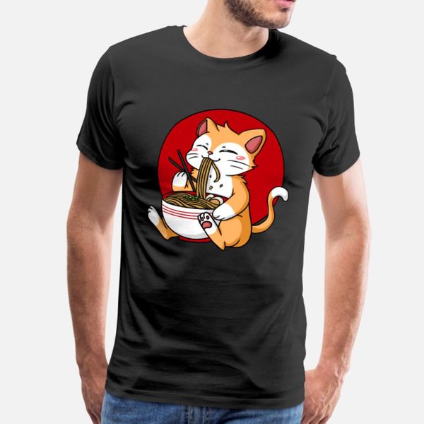 

ramen cat t shirt men fit short sleeve s-3xl solid color fit funny summer pictures shirt