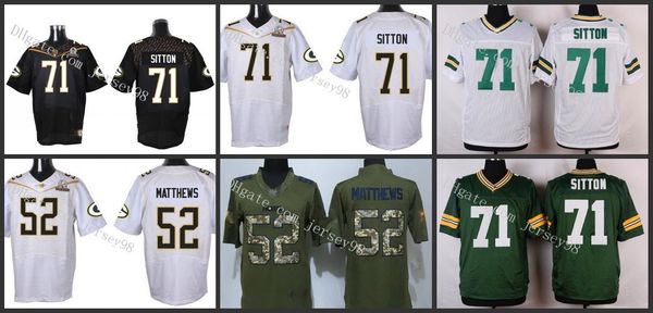 

green bay packers green white nfl elite 71 josh sitton black 52 clay matthews jersey, Black;red