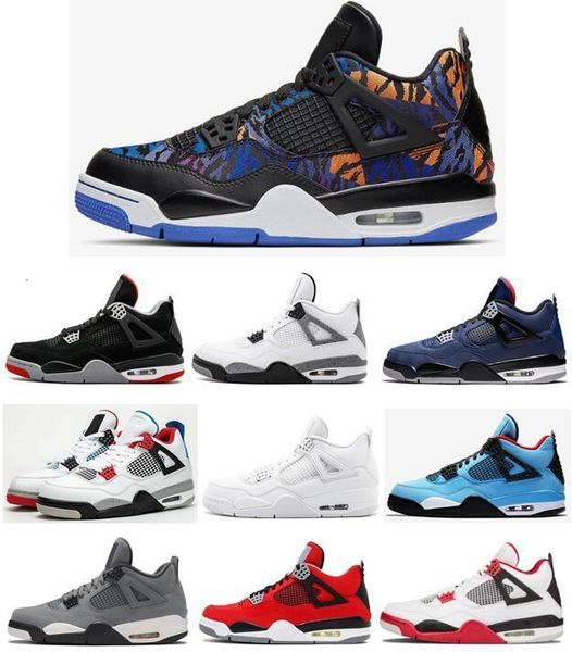 

new 4 4s rush violet loyal blue bred pure money men basketball shoes white cement fire red dunk from nakeskin jordan retros shoe