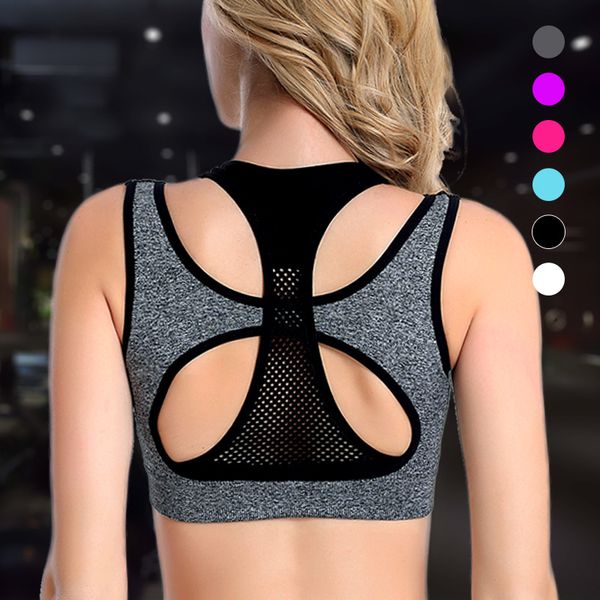 

gym clothing fake two-piece sports bra running vest professional high strength shockproof no steel ring yoga underwear breathable 6 colors, White;black