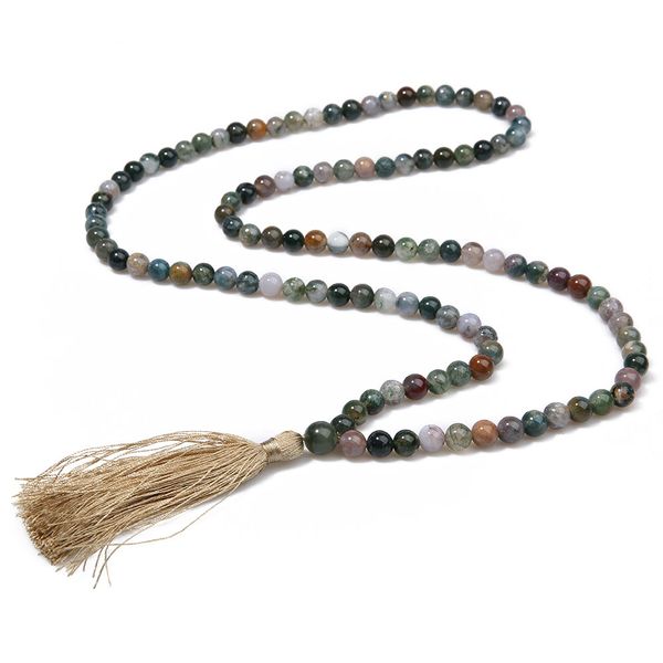 

108 mala natural stone beaded necklace meditation yoga meditation party holiday gift friendship necklace, Silver
