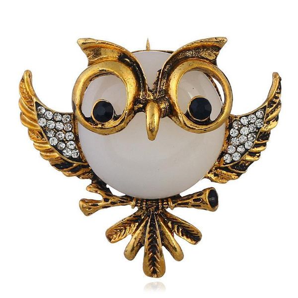 

fashionable european and american fashion dress creative cute animal pin stereo owl brooch, Gray