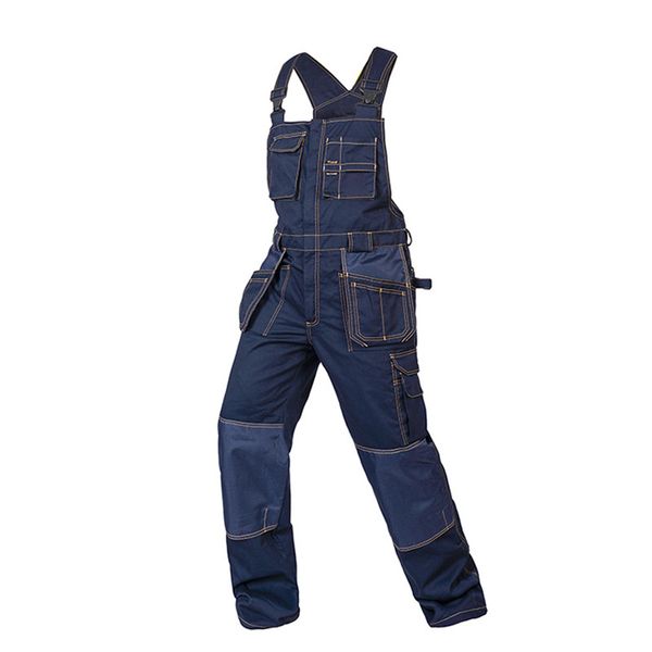 

men's jeans kimsere workwear denim bib overalls with multi-functional pockets fashion jumpsuits for male work suspender pants, Blue
