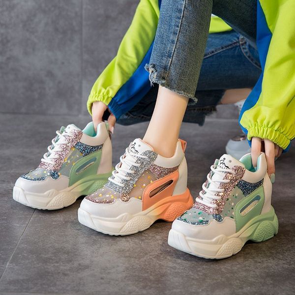 

summer daddy shoes net red super sneakers 2020 new hollow-out mesh shoes women's breathable mesh face increasing women's, Black