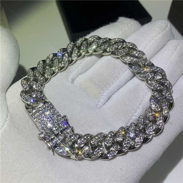 

hip hop fashion iced out luxury bracelets high gold cuban link chain miami bracelet hip hop jewelry, Black