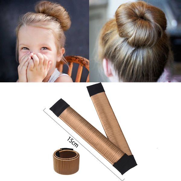 

mism 5.9 inch/15cm girls wig hair curls accessories bud ball hair band french periwig tool twist kids bun maker child drop ship, Silver