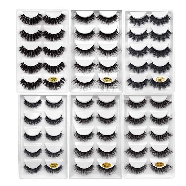 

false eyelashes shidishangpin 5 pairs 3d mink natural long dramatic lashes makeup fake eyelash wispy lash thick