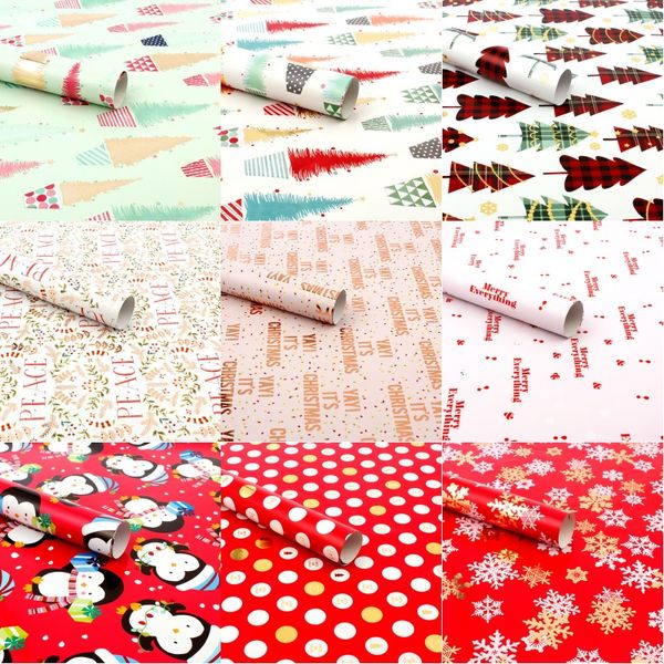 

50*70cm roll gift wrapping paper peace and love snowflake christmas tree penguin design gift wrapping paper birthday festival gift decor