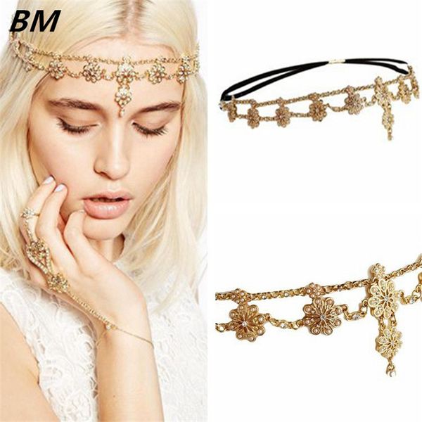 

sweet flower headband for women bridal wedding dress pearl headwear celebrity temperament hair accessories wedding gift, Golden;silver